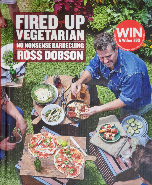 The cover of the cookbook Fired Up Vegetarian -no nonsense barbecuing by Ross Dobson