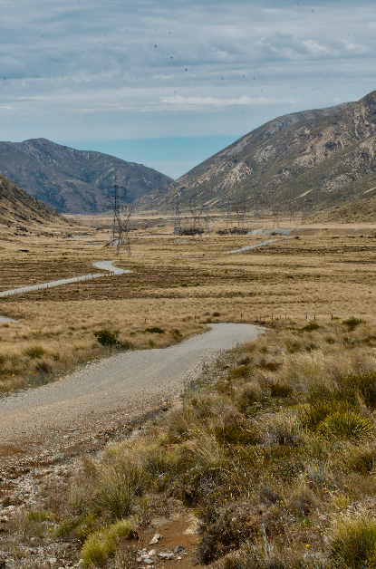 the view from the lake Tennyson campsite turnoff back down top house road towards Hanmer Springs